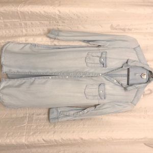 Long light denim button up